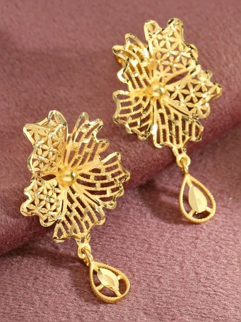 Light Weight Malabar Gold Earrings Designs One Gram Gold Light