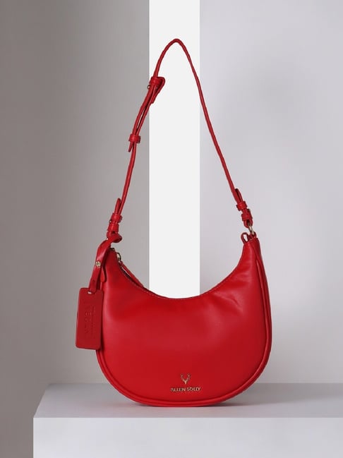 Allen Solly Red Solid Hobo Handbag