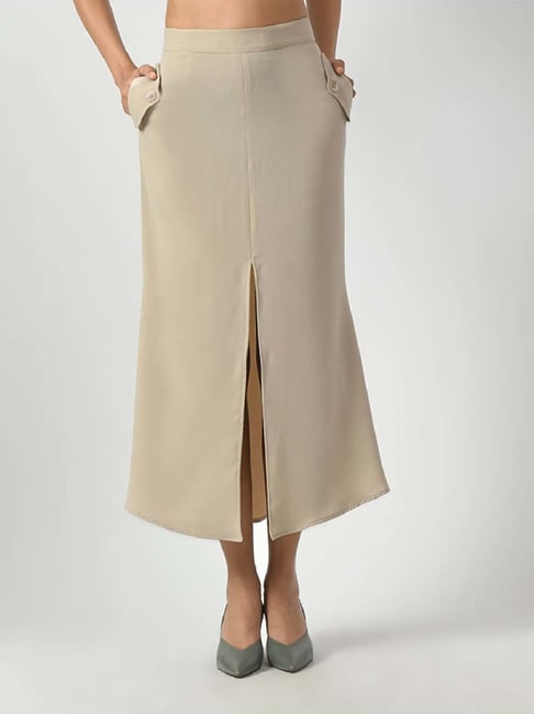 Beige Skirt Outfits Tan Flowy Skirt Office You Beige Maxi Skirt