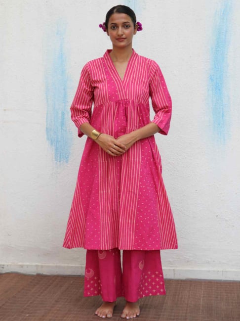 Chidiyaa Flower Girl Mrinali Blockprinted Cotton Kurta Set