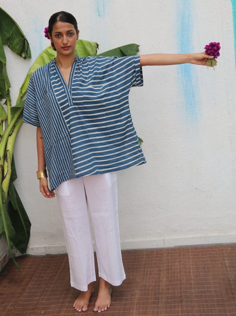 Chidiyaa Flower Girl Fishan Blockprinted Cotton Top