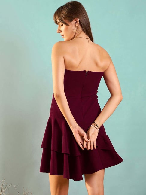 Burgundy tube dress best sale