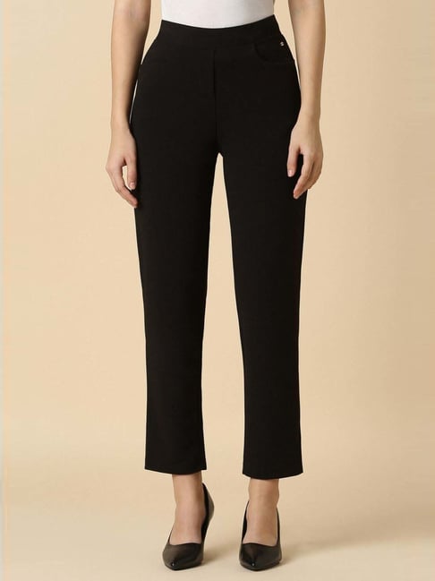 Allen Solly Black Mid Rise Formal Trousers-picture-20