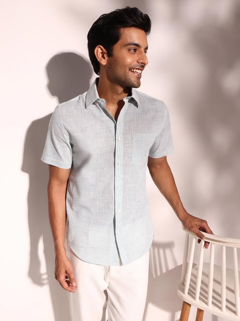 Fabindia White Slim Fit Stripes Shirt-picture-38