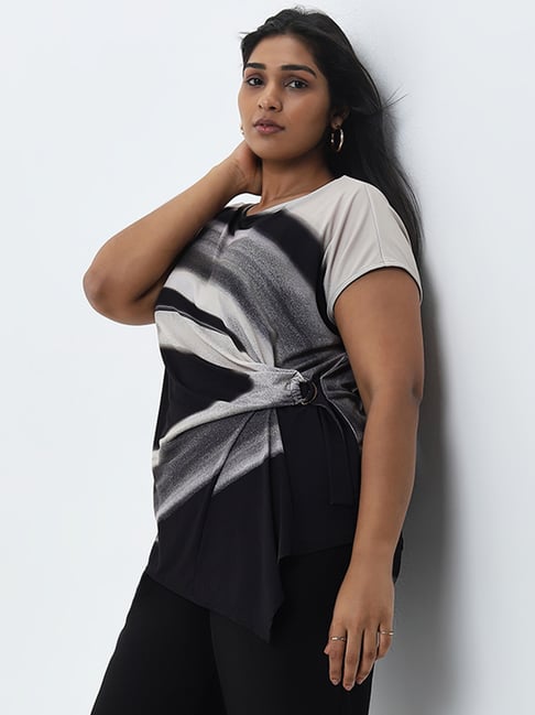 Gia by Westside Black Buckle Detail Top