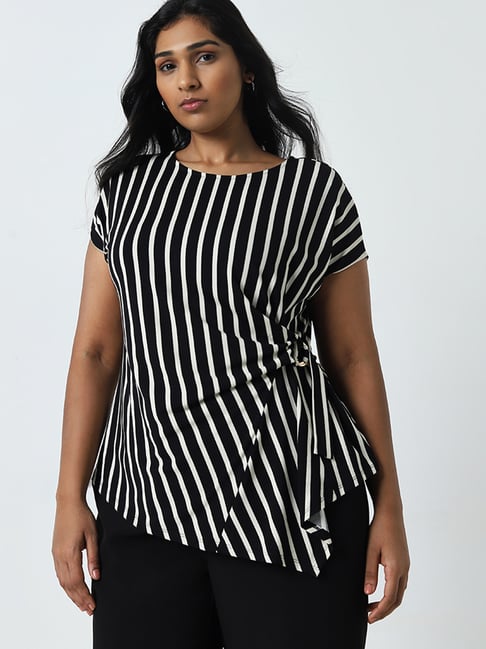 Gia by Westside Black Striped Top
