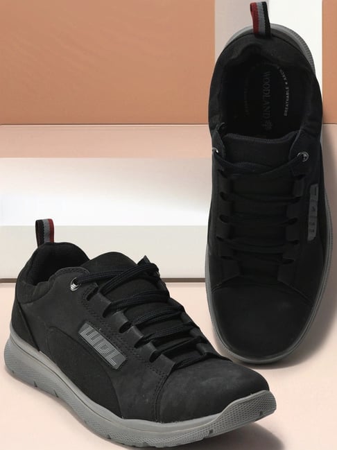 Woodland Men's Black Casual Sneakers