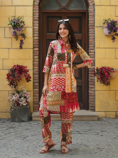 Rain and Rainbow Multicolored Cotton Printed Kurta & Pant Set