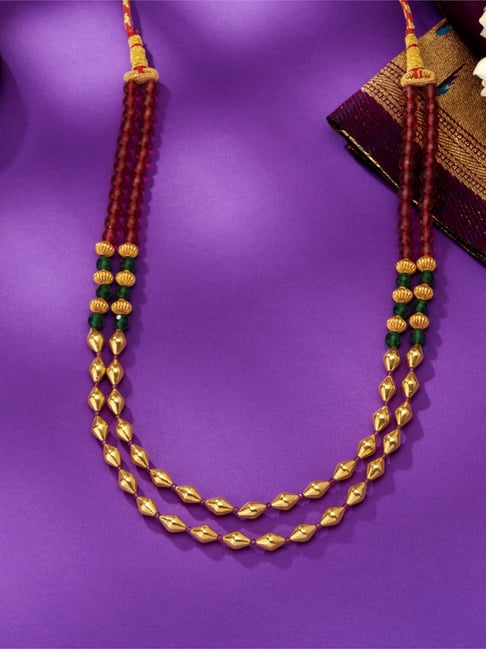 png jewellers P.N.Gadgil Jewellers 22 Karat (916) BSI Hallmarked Yellow Gold Dual Charm Thushi Necklace-picture-22