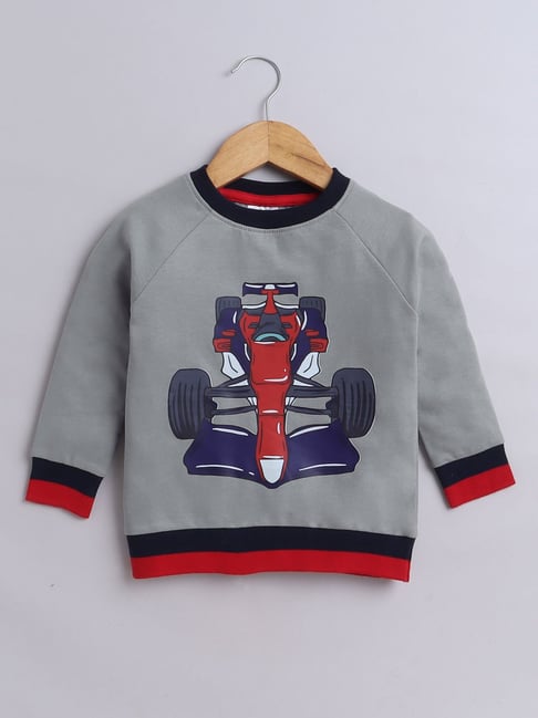 BUMZEE Grey Boys Full Sleeves Cotton Sweatshirt Age - 3-6 Months