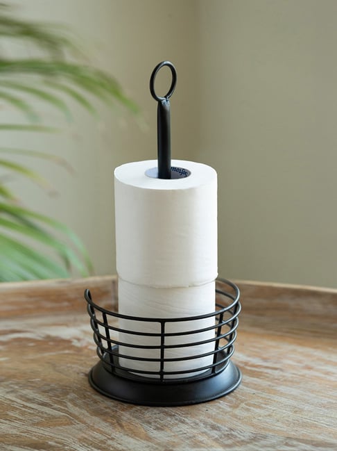 ExclusiveLane 'Forge Grid' Black Iron Kitchen Tissue Roll Holder