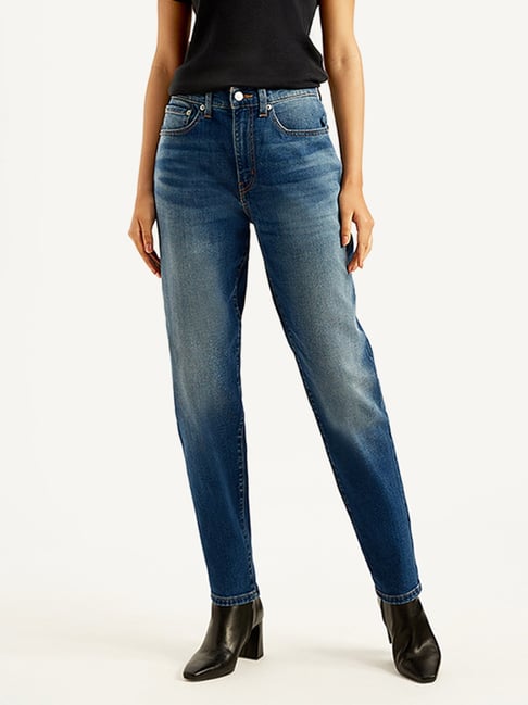 Levi's Blue High Rise Straight Fit Jeans-picture-13
