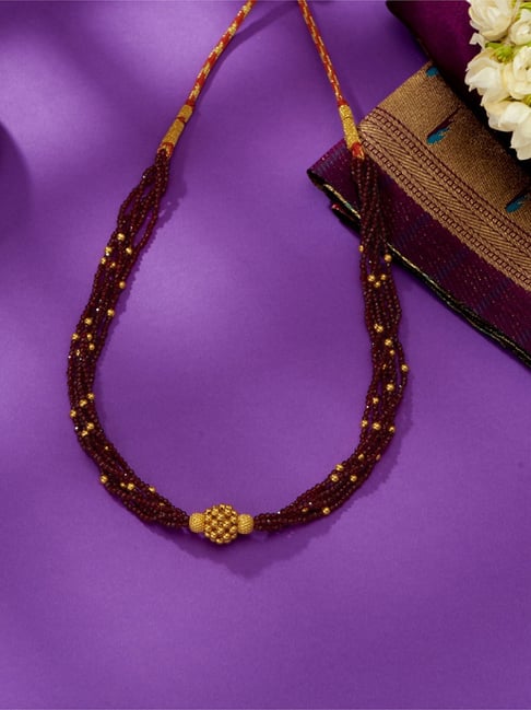 png jewellers P.N.Gadgil Jewellers 43KT (916) BSI Hallmarked Yellow Gold Deep Maroon Thushi Necklace For Women-picture-33