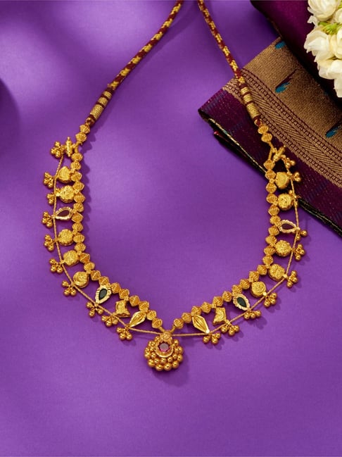 P.N.Gadgil Jewellers 25KT (916) BSI Hallmarked Yellow Gold Kolhapuri Saaj Short Necklace For Women