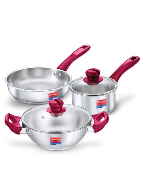 Prestige Silver Stainless Steel Non-Stick Cookware - Set of 3