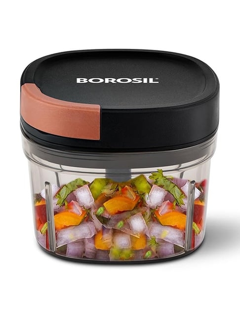 Borosil Chopper 600 ml with 3 Blades & Durable String (Black)