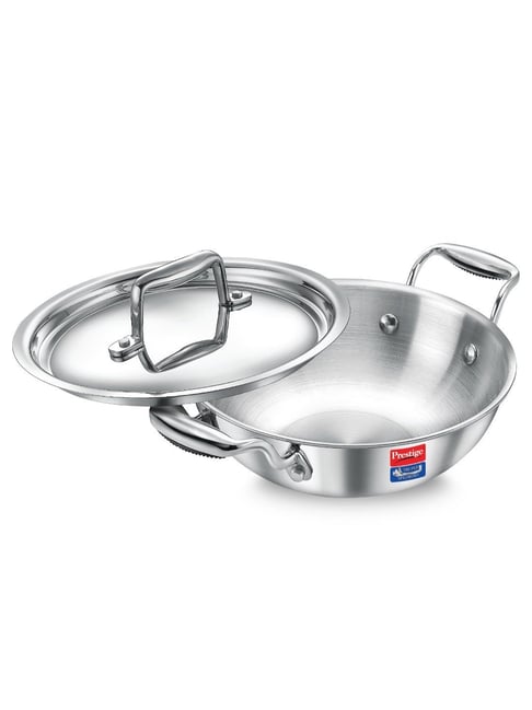 Prestige Splendid Silver Triply Kadai 20Cm 1.6 L With SS Lid