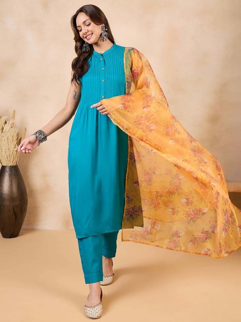 Inweave Yellow Floral Print Dupatta