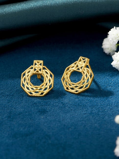 P.N.Gadgil Jewellers 22KT (916) BSI Gold Intricate Circle Stud Earring for Women-image-22