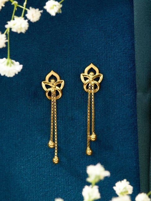 png jewellers P.N.Gadgil Jewellers 22KT (916) BSI Gold Leafy Trails Dangler Earring for Women-picture-30