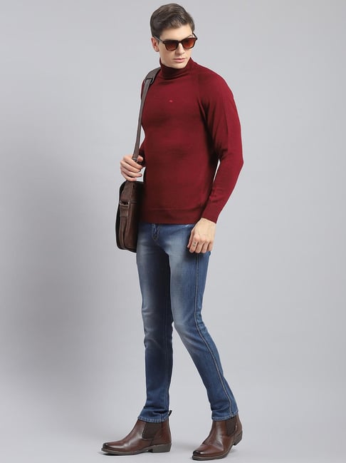 Monte Carlo Maroon Turtleneck Sweater Men's Monte Carlo