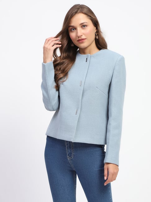 MADAME Blue Regular Fit Coat
