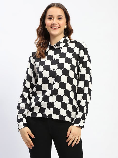 MADAME Black & White Viscose Printed Shirt-picture-48
