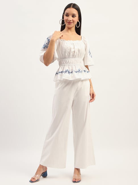 MADAME White Embroidered Co-Ord Set