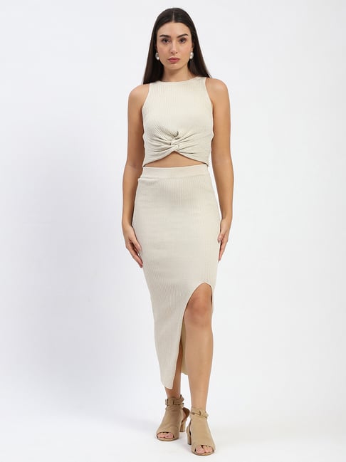 MADAME Beige Textured Co-Ord Set