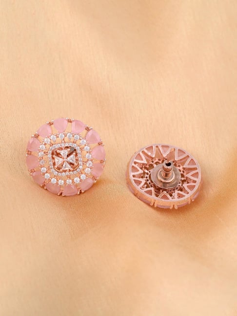 Saraf RS Jewellery Light Pink studs AD Rose gold Earrings-picture-32