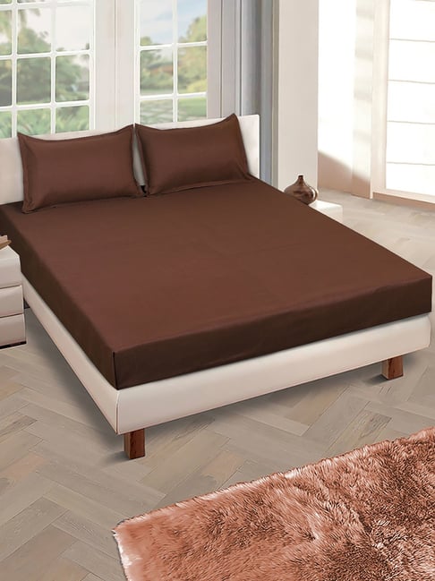 Romee Coffee Brown Microfibre Solid Bed Sheets-picture-12