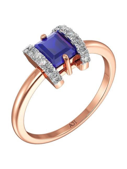Diamond Ring Rose Gold With Blue Sapphire Buy Joyalukkas 18k (750
