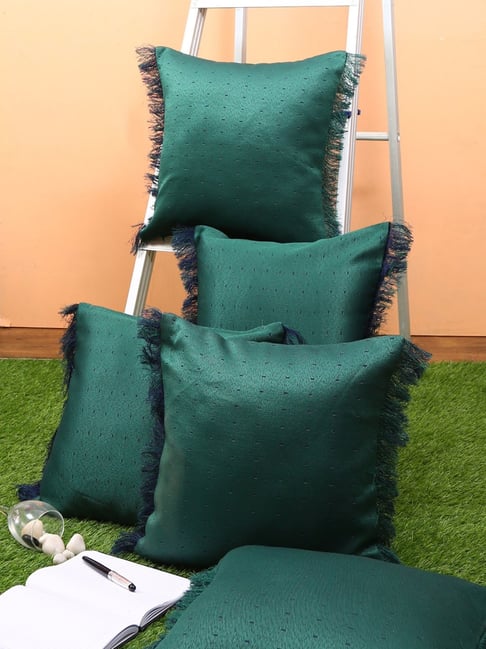 Romee Green Polyester Embroidery Cushion Covers
