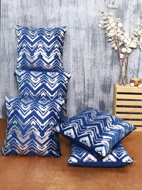 Romee Blue Velvet Printed Cushion Covers-image-1