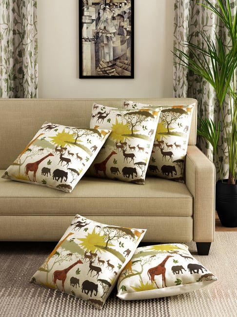 Romee White Cotton Printed Cushion Covers