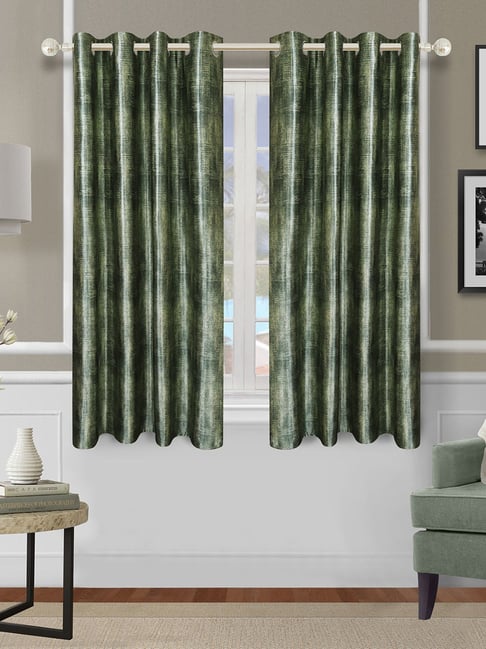 Romee Green Cotton Self Curtains and Sheers