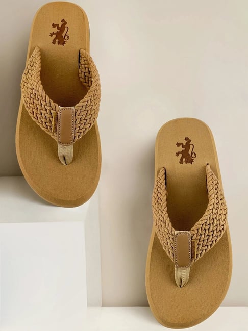 Red Tape Men's Beige Flip Flops