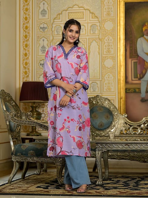 Varanga Lavender Printed A Line Kurta-picture-22