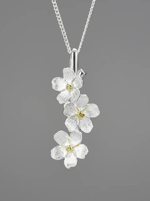 Rihi by P.C. Chandra Jewellers Silver Forget Me Not Flower Pendant (Without Chain)