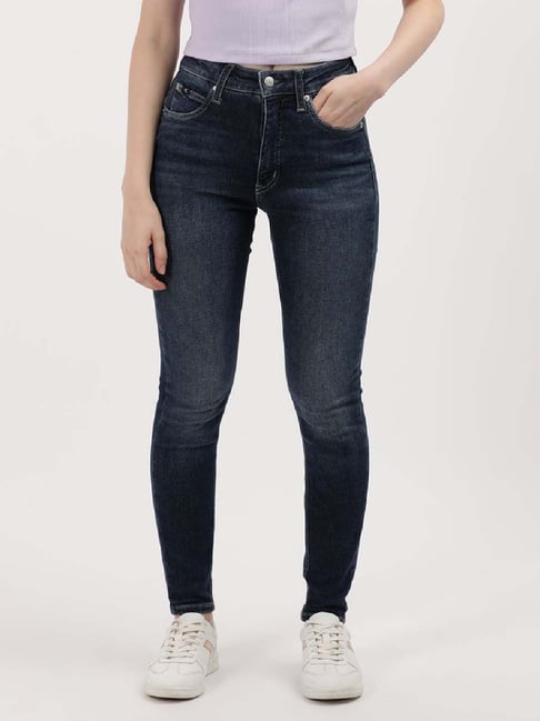 CALVIN KLEIN Stone Blue Cotton Mid Rise Jeans