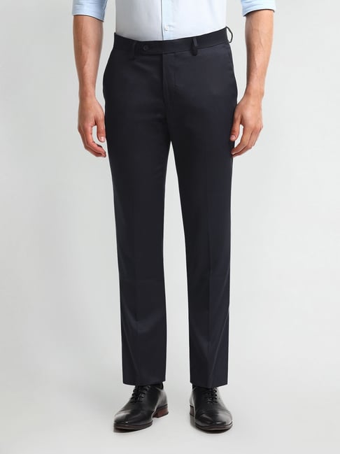 Arrow Blue Relaxed fit Solid Trousers-picture-48