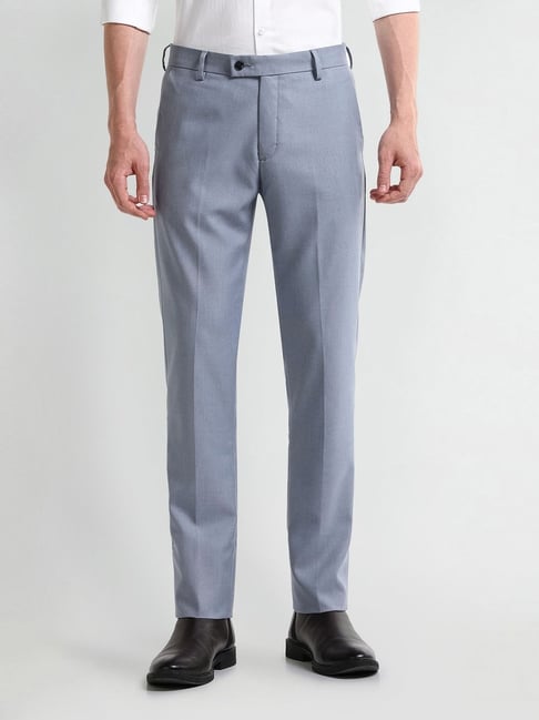 Arrow Blue Relaxed fit Self Trousers-picture-35