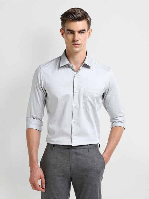 Arrow Grey Cotton Regular fit Print Shirt-picture-46