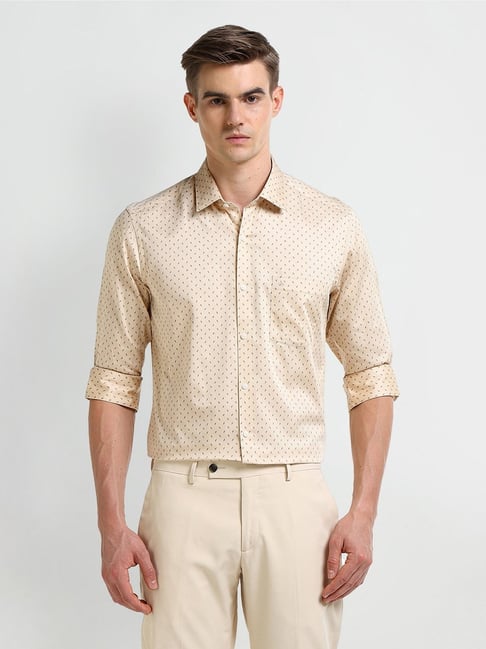 Arrow Beige Cotton Regular fit Geometric Shirt-picture-20
