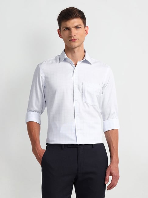 Arrow Blue Cotton Regular fit Self Shirt-picture-38