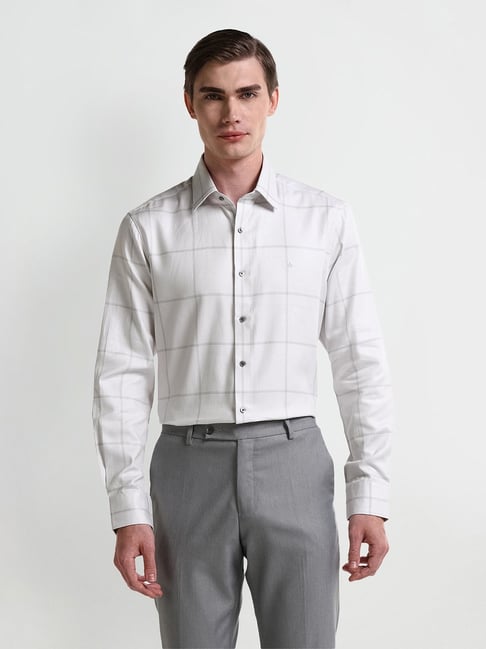 Arrow Grey Cotton Regular fit Self Shirt-picture-35