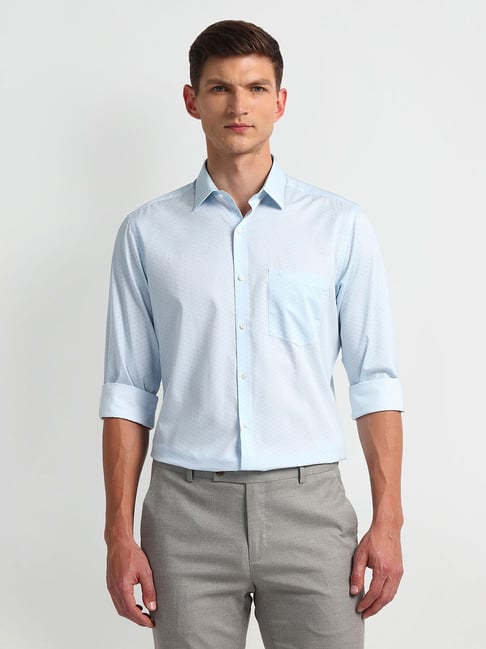 Arrow Blue Cotton Regular fit Geometric Shirt-picture-32