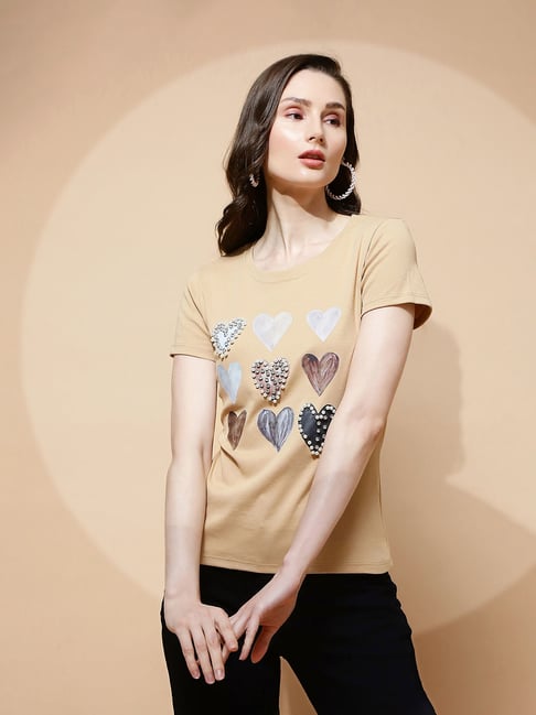 Global Republic Beige Embellished Top