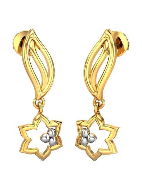 Candere by Kalyan Jewellers 18k (750) BIS Hallmark Pure Yellow Gold Drop Earrings for Women-image-16
