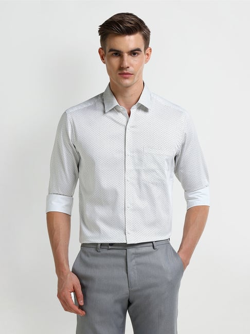 Arrow White Cotton Regular fit Geometric Shirt-picture-25